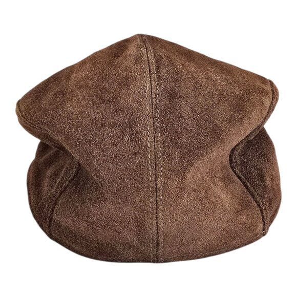 Vintage Eddie Bauer Suede Leather Ascot / Cabbie / Newsboy Cap Hat Brown L / XL - Picture 4 of 9
